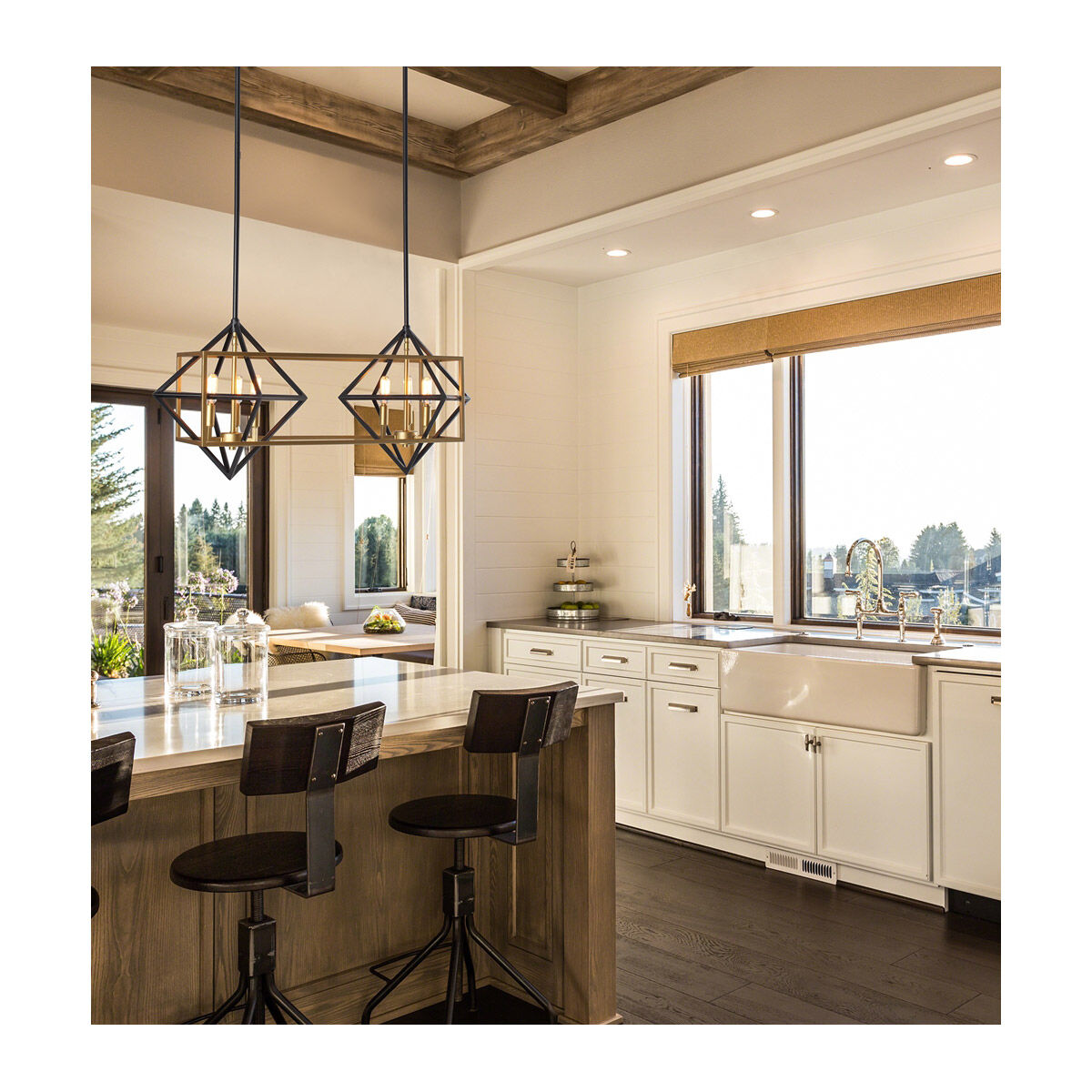 Eglo Pryor 6 Light Pendant Antique Gold Black 204684A